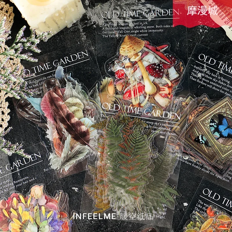 40Pcs Plants Stickers Feather Butterfly  Album Scrapbooking Hand  Accessories Flowers Decoration Make Rose 12*9CM Cute Stickers