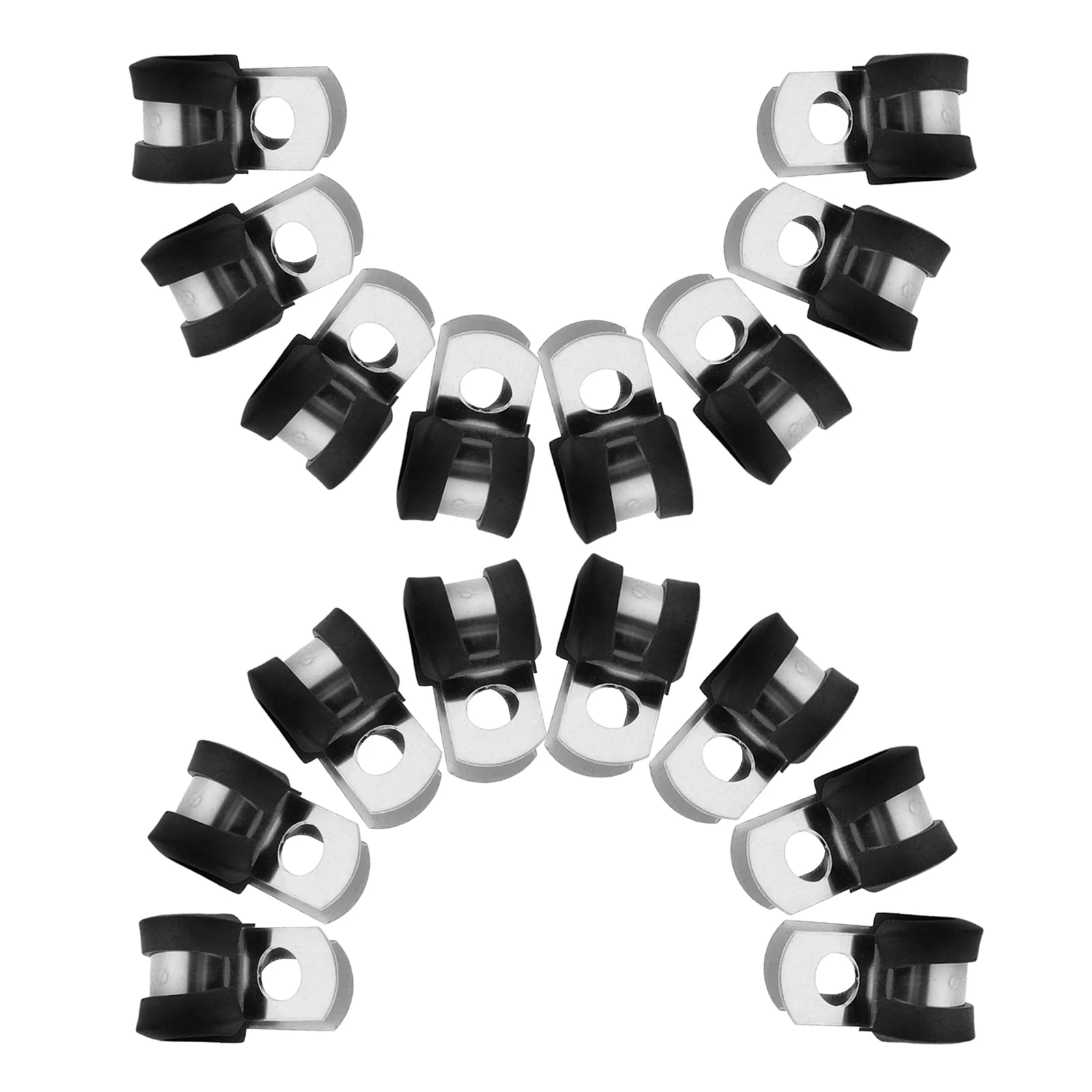 

20pcs Cable Clamps Hose Fastener Pipe Brackets Wire Clips Rubber Corrugated Tube Stainless Steel Clamp For Securing Cables