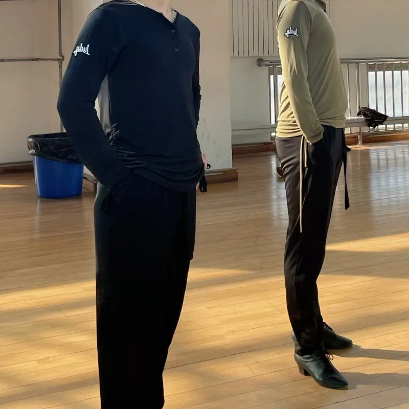 Men'S Professional Latin Dance Pants Practice Clothes Modern Dancing Pants Loose Trousers Rumba Tango Latin Dance Wear DQS7378