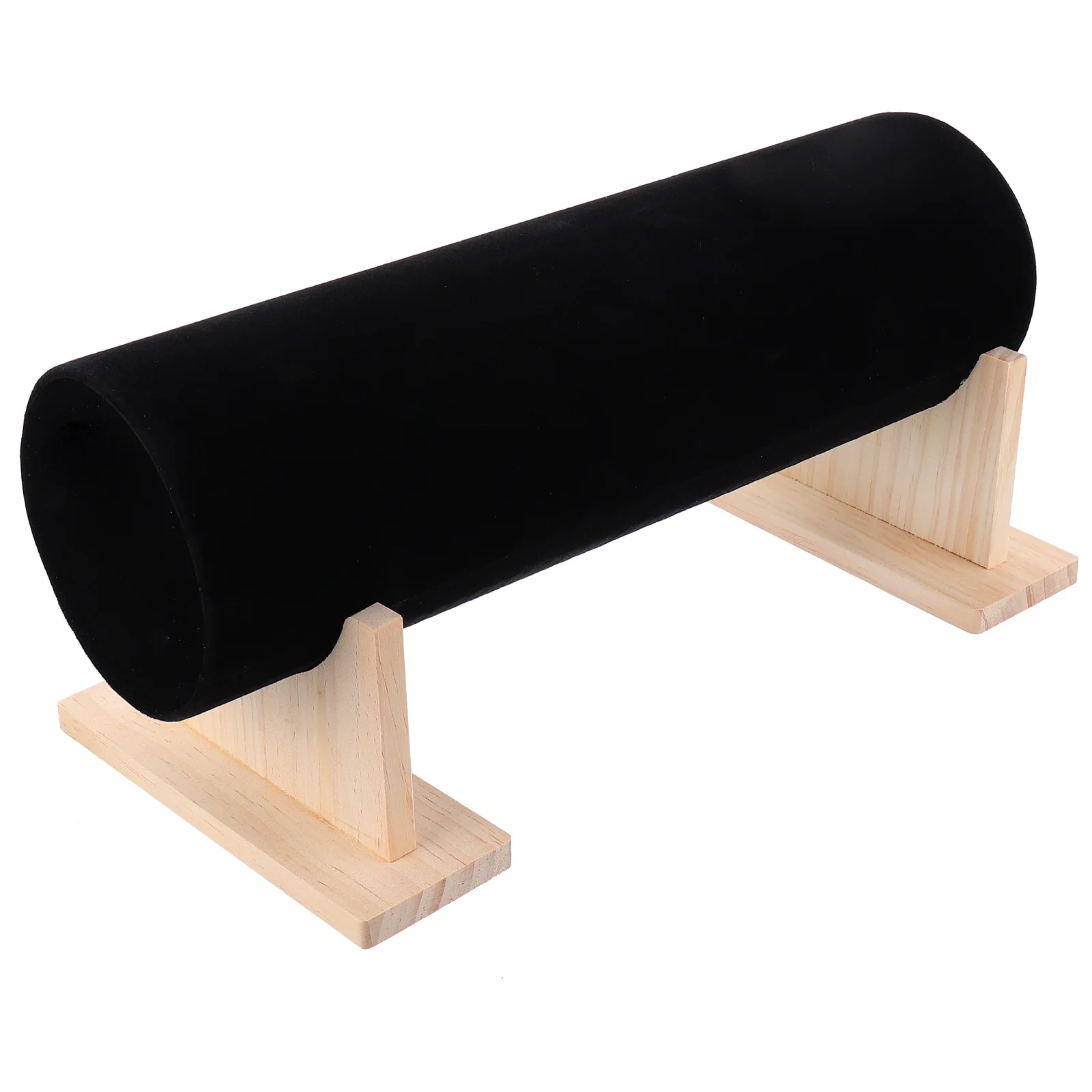 

Jewelry Display Stand Wood Base Lint Cloth Covered for Necklace Bracelet Watch Organizer Black Surface Retail Home Use
