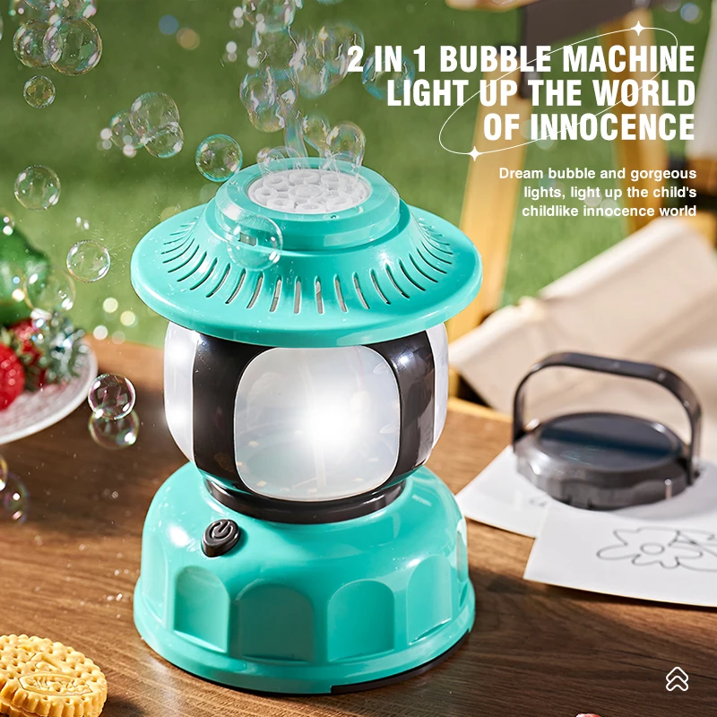Máquina automática de bolhas, brinquedo com luz, buraco elétrico, acampamento, luz noturna, soprando bolha de sabão, brinquedos ao ar livre para crianças, presentes