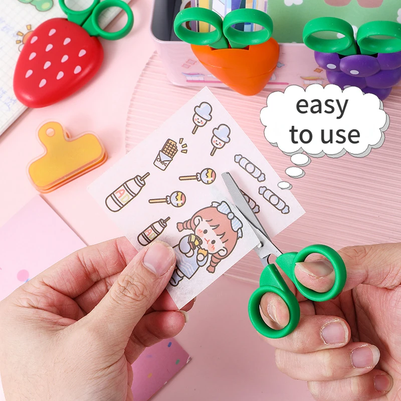 Cartoon Fruit Shape Scissors Cartoon Mini Portable Art Scissors Scrapbook DIY Tools Stickers Cutter School Supplies Stationery