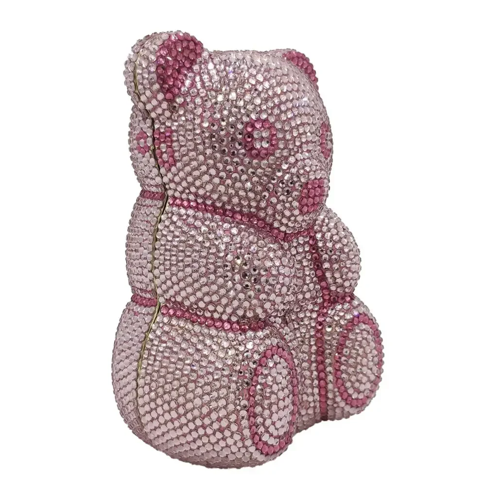 Imagem -04 - Urso de Pelúcia Cristal Bolsas de Embreagem para Mulheres Bolsa Noite Strass Bolsa Festa Coquetel Boutique Fgg em Estoque