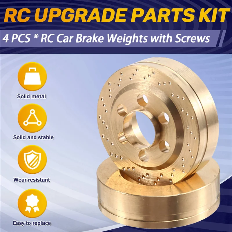 ODIES-4PCS Messing Remschijf Gewichten Interne Contragewicht Voor 1.9 2.2 Inch Velgen 1/10 RC Crawler TRX4 Axiale SCX10 Capra