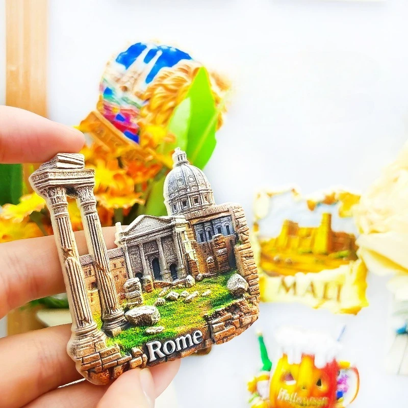 Rome Italy Fridge Magnet - Iconic 3D Ancient Ruins & Basilica Souvenir Unique Dual Heritage Gift for Travel & History Lovers