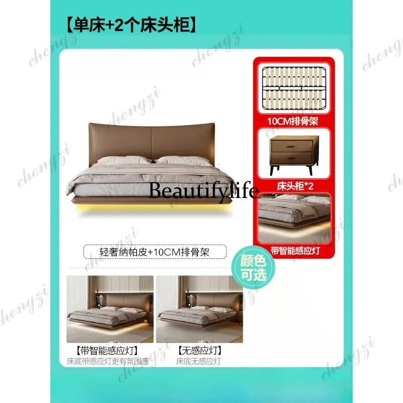 Modern Simple Double Bed Frame Tall Headboard Wood Nightstands Modern Full Bed Frame Queen Size Cama Moderno Lujo Furniture