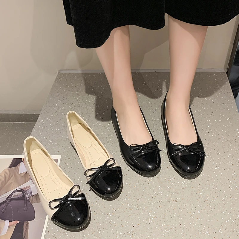 Spring and Autumn Elegant Round Head Sexy Bow Low Heel Casual Shoes Fashionable and Bestselling New Comfortable Women's Shoes
