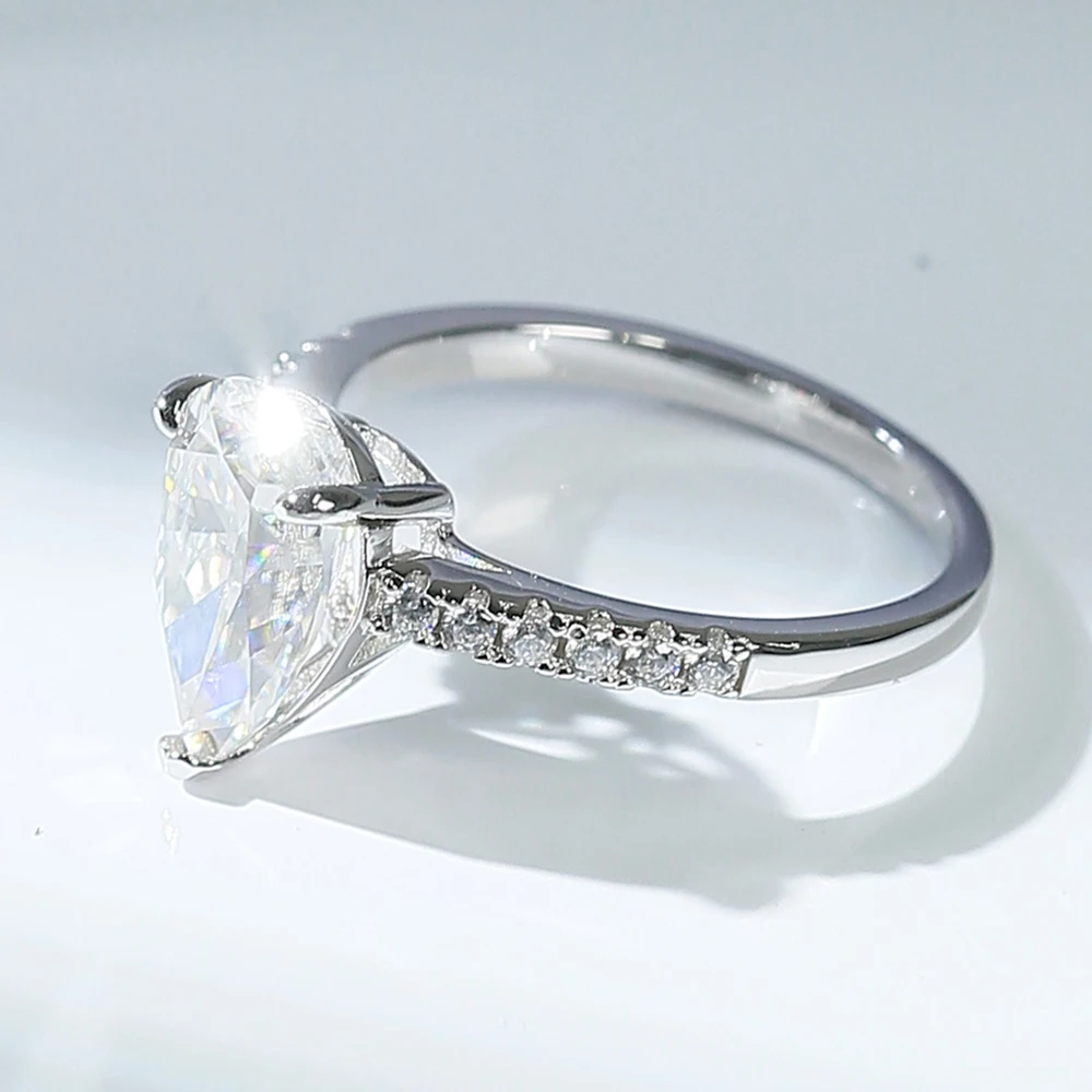 Anillos de compromiso de moissanita en forma de pera de Color D de 8x12mm  para mujer, joyería de boda de Plata de Ley 925 con diamantes de  laboratorio brillantes / Joyería fina, image size:1000x1000