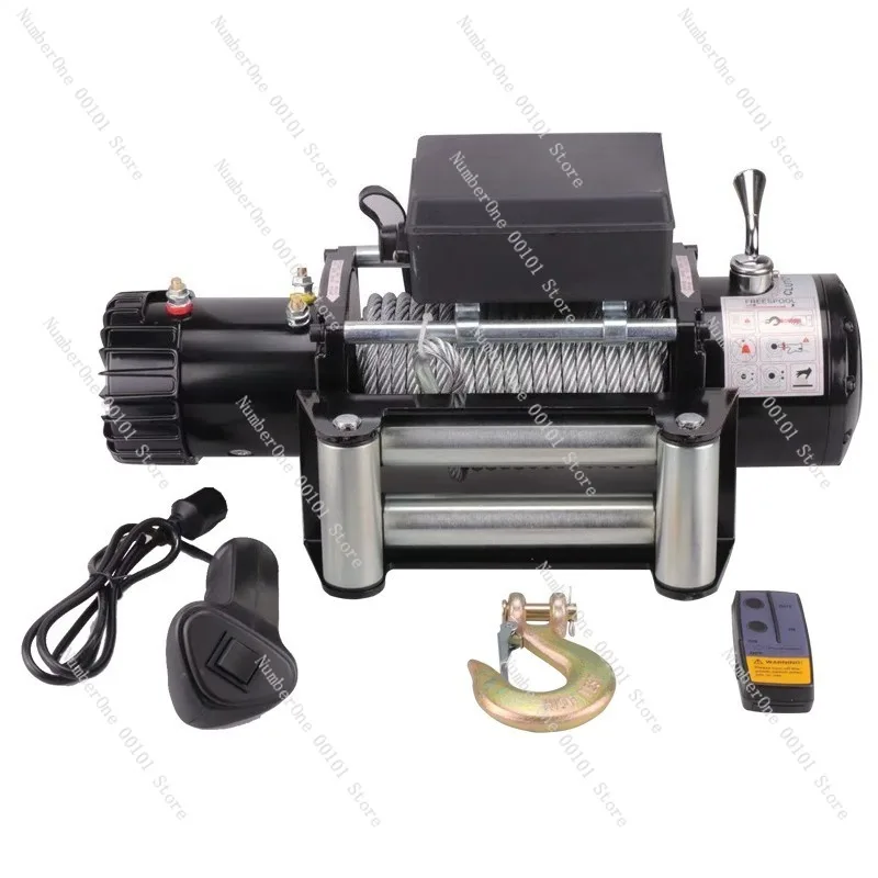 

Электрическая лебедка 12В/24В для автомобиля, внедорожная, с беспроводным пультом управления, мощное буксировочное устройство, инструмент для восстановления транспортных средств