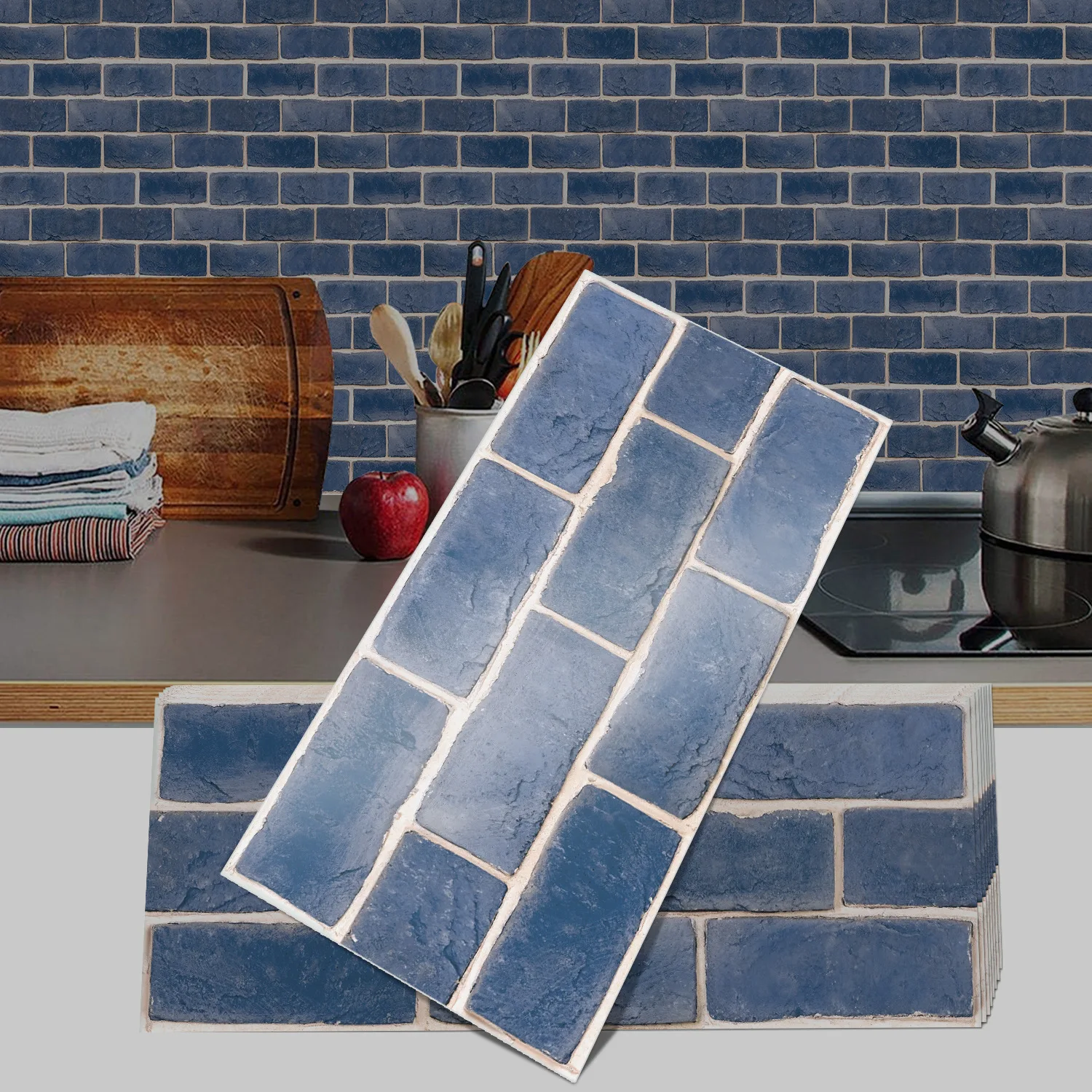 15PCS 30*15cm Smooth Surface PVC Tile Decal, Waterproof Self-Stick for Cabinet Doors Countertops, Vintage Wall Decor for Home