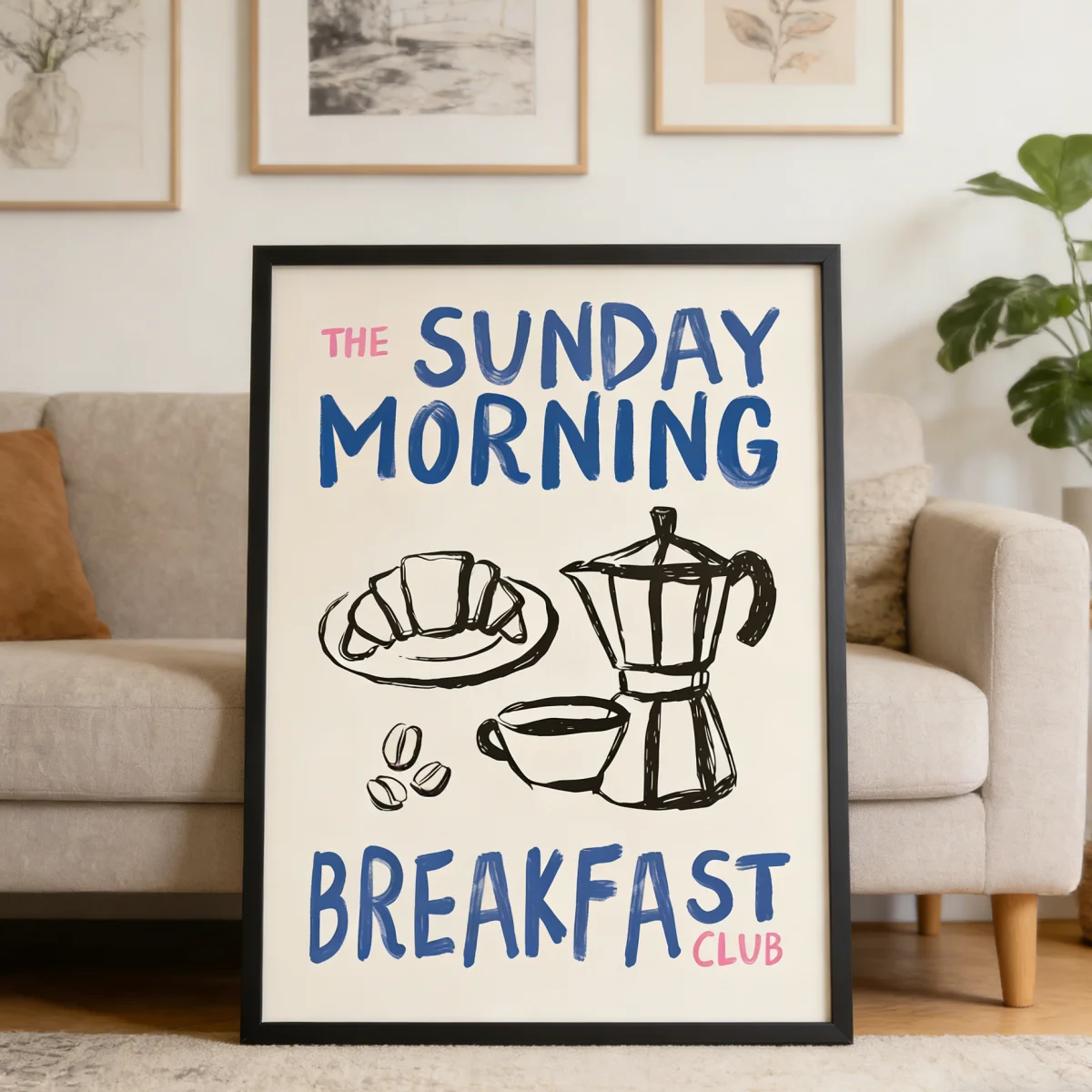 Coffee Club Abstract Canvas Print Poster Morning Breakfast Coffee Art Prints Living Room Kitchen Cafe Wall Art Home Decor Poster