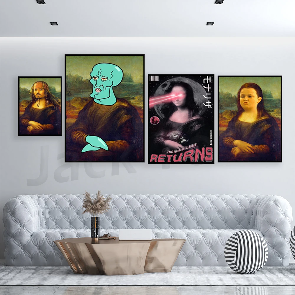 Lisa | iCarly Wall art, funny Mona Lisa poster for dorm room and man cave, teen birthday gift, fun room decorations,bedroom art