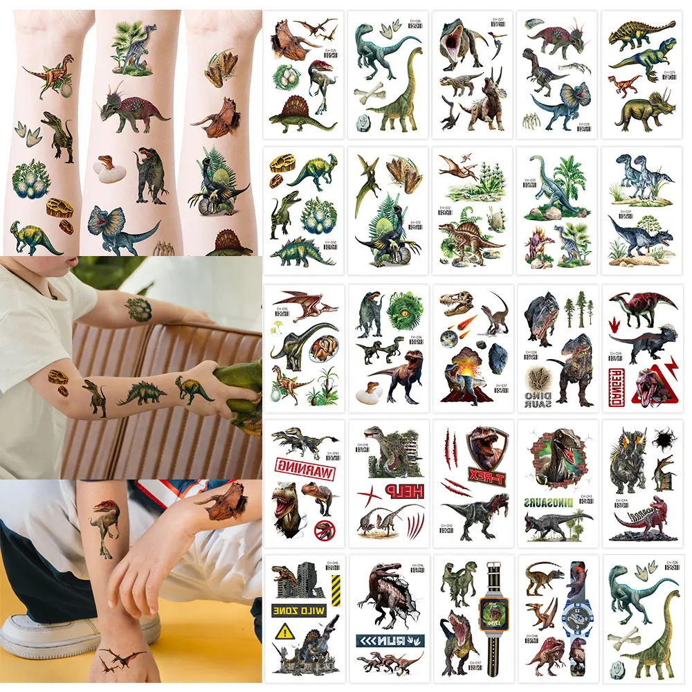 

12pcs Dinosaur Tattoo Stickers Waterproof Animal Temporary Tattoos Cartoon Fake Tattoo for Women Men Body