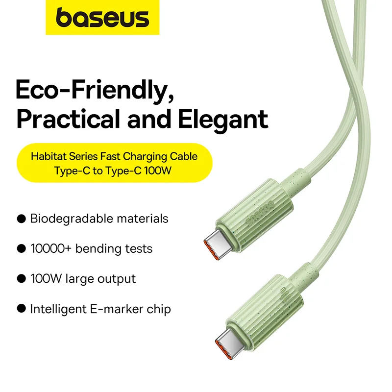 

Baseus Eco-friendly 100W USB C To Type C Cable Fast Charging Charger Cord USB-C Type-C Cable For Macbook Samsung Xiaomi POCO