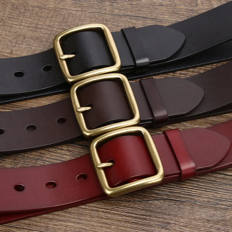 3.8cm Red Genuine Leather Belts For Mens Designer High Quality Cowboy  Natural Dress Luxury Belt Lumbar Mans Studded Belt