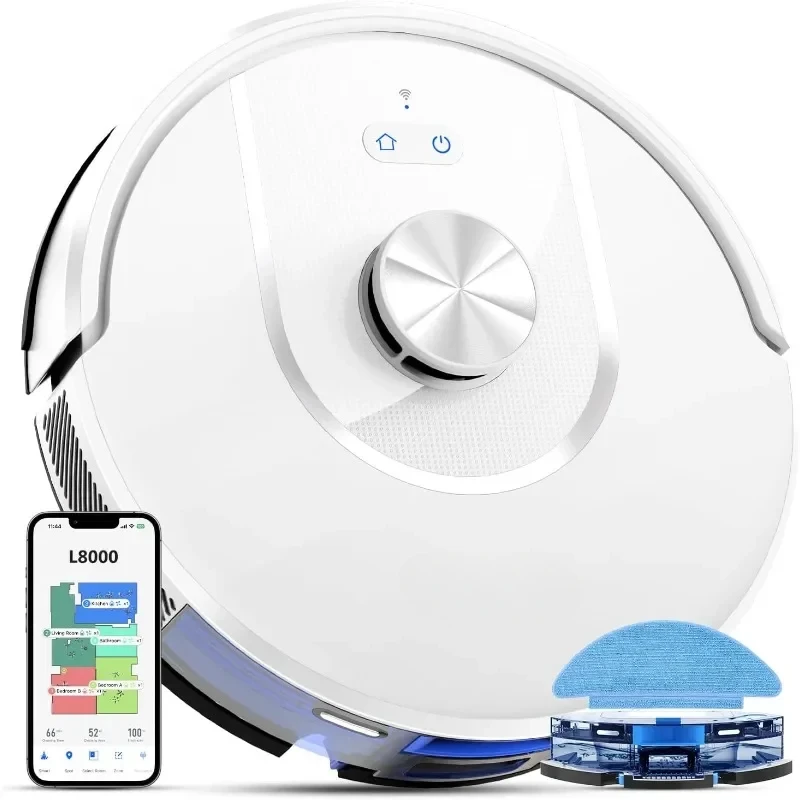 Robot Vacuum and Mop L8000 Laser LiDAR Navigation Robotic Vacuum Self-Charging Good Pet Hair Carpet Hard Floor