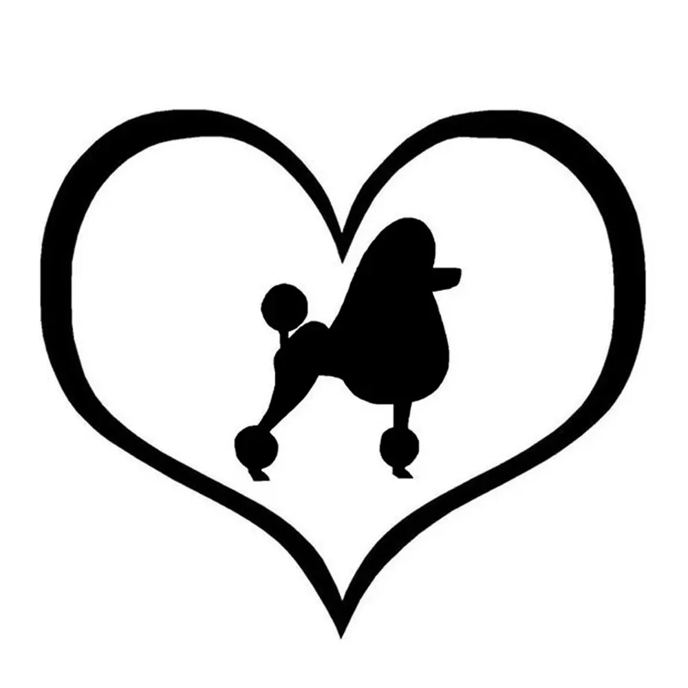 Heart Frame Poodle Dog Silhouette Vinyl Car Decal Waterproof Pet Sticker For SUV Truck Window Bumper Auto Exterior Decor