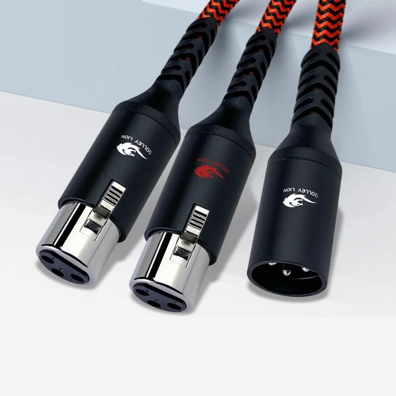 

XLR Male to Dual XRL Female 3-Pin Audio Cable Microphone Amplifier Preamps Mixer Stage Lighting Device Y Splitter Shielded Cords