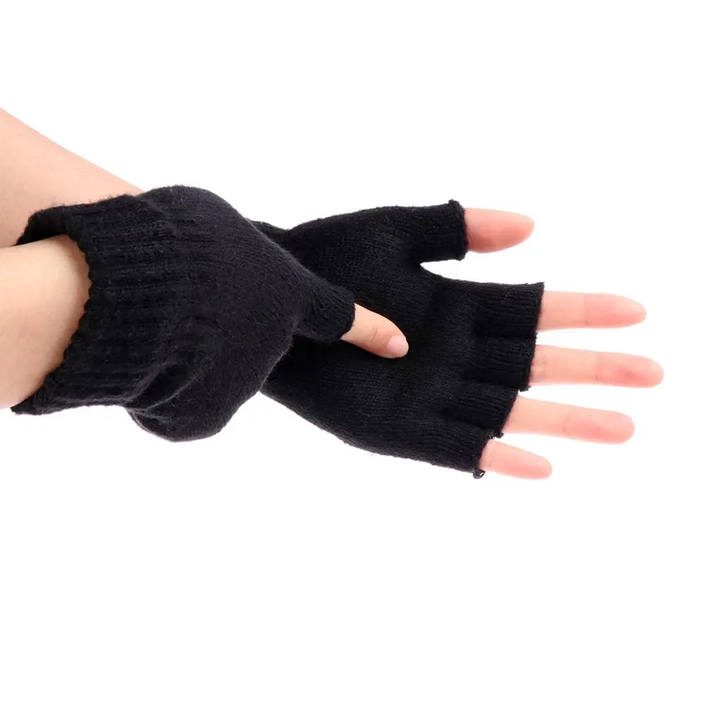 Men and Women Cashmere Winter Warm Fingerless Gloves Wool  Knitted Half Finger Gloves Typing/Texting Gloves