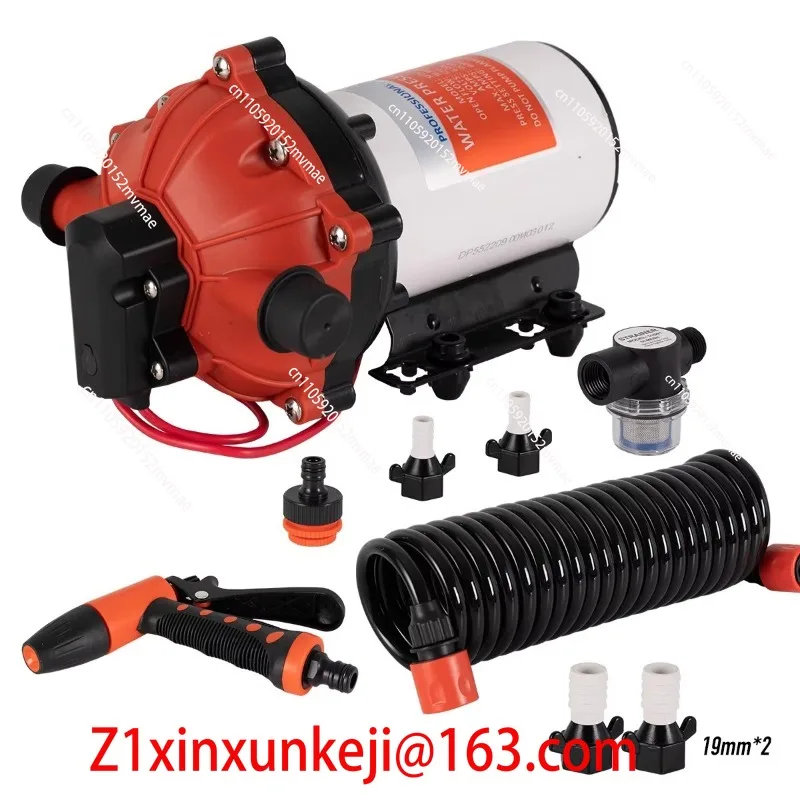 55 Series Flush Pump Kit 12V/24V 70PSI Marine Pump with Coil Hose for RV Caravan Deck Cleaning