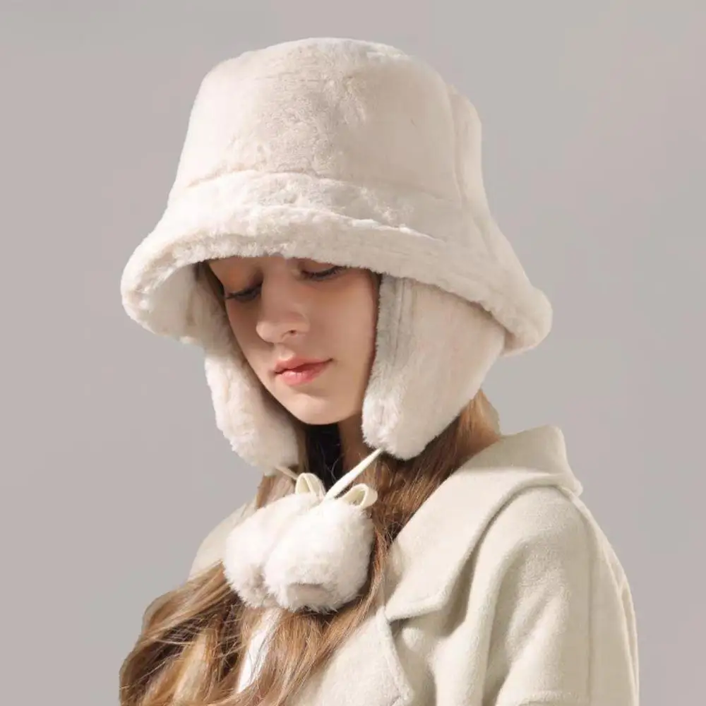

Plush Ear Protection Fisherman Cap Winter Warm Bucket Hat Hats Women Golf Cap Hiking Hat Fur Hat Winter Hat Wide Brim Barrel Cap