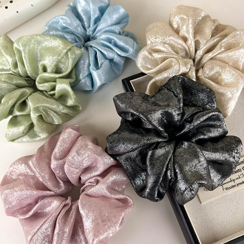 Shiny Glossy Hair Scrunchies Headbands Large Hair Rope for Women Temperament Hair Bands Female Fashion Tie Ponytail Rubber Band