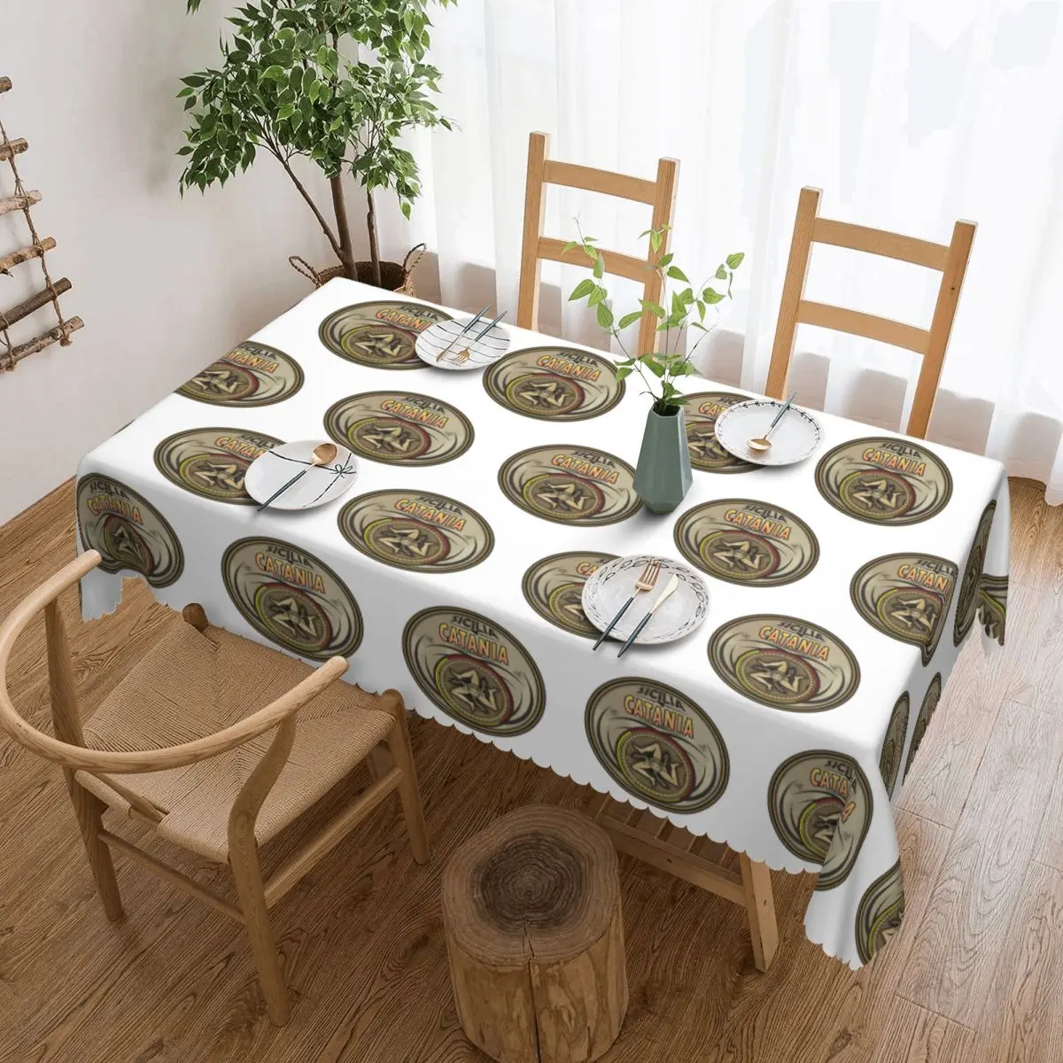 Catania Sicilia Sicily Trinacria Symbol Tablecloth Restaurant Kitchen Rectangular Tablecloth Festival Outdoor Dining Table Cover