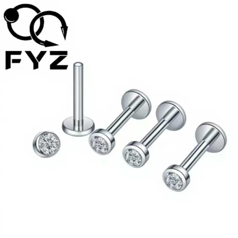 10Pcs Internally Threaded Titanium G23 Labret 16g(1.2mm) Ear Cartilage Helix Tragus Stud Lip Piercing Body Jewelry