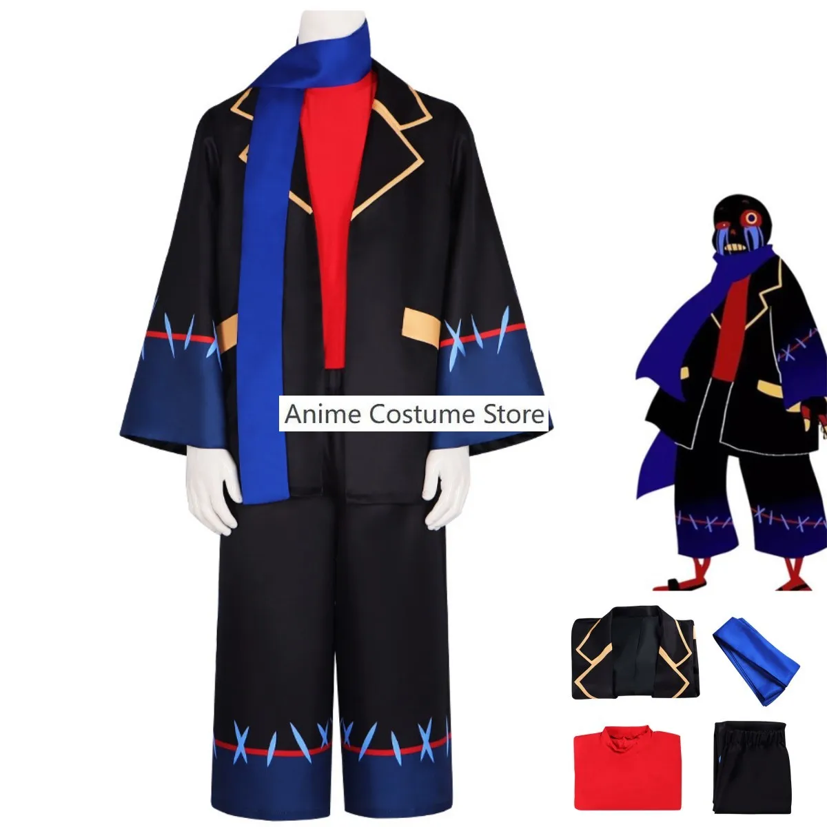 

Anime Game Undertale Error Sans Frisk Cosplay Costume Black Jacket Coat Uniform Full Set Adult Man Halloween Carnival Suit