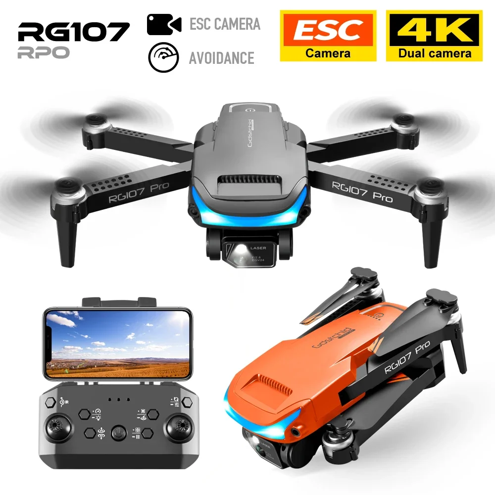 2024 HOT RG107 Pro Mini Drone 4K ESC Three-sided Obstacle avoidance Professional Dual HD Camera FPV Dron Foldable Quadcopter Toy