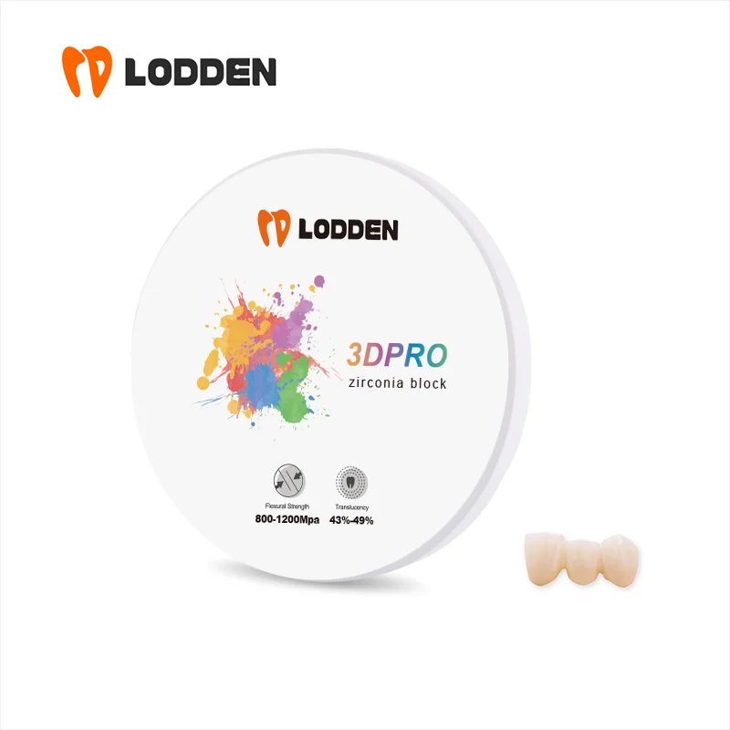 LODDEN 3D Pro Multilayer Zirconia Block Dental Lab CAD CAM Open System 98x10-25mm 43-49% High Strength Zirconia BL1-BL4