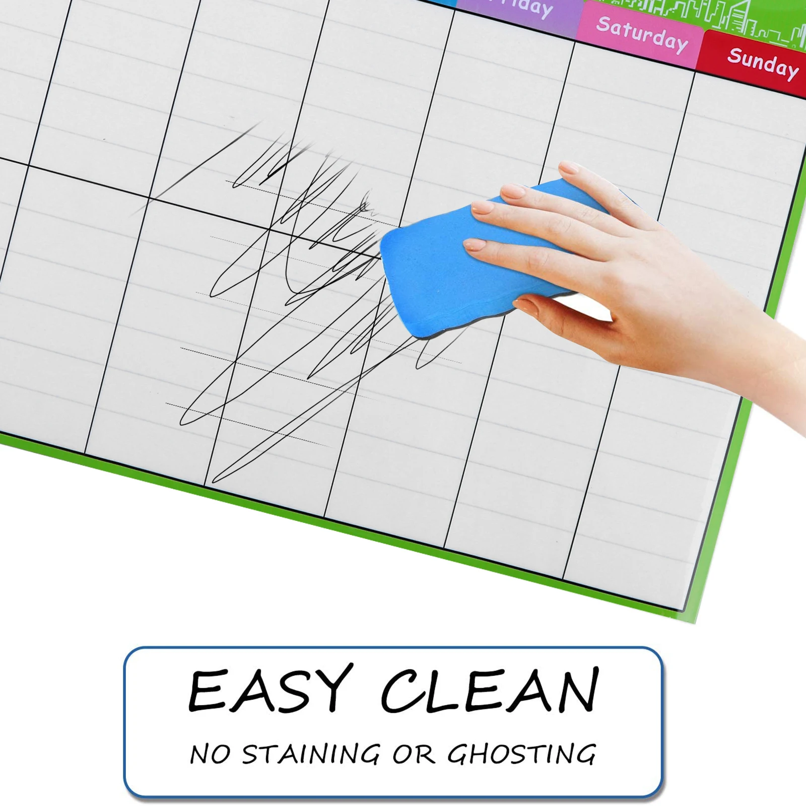 

Magnetic Dry Erase Calendar Stickers Refrigerator Schedule Board Monthly Planner Note Space PET Surface Wipes Easily Reusable