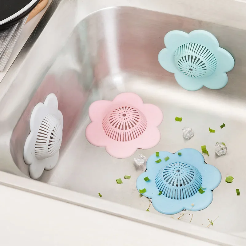 Hair Filter Sink Pad Kitchen Silicone Sink Collect Bath Stopper Floor Plug Strainer Drain Sewer Hair Filter