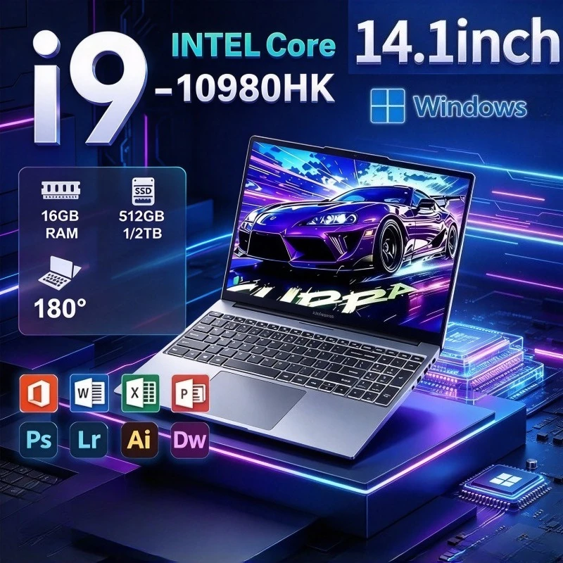Intel Core I9 10980HK Laptop 14.1inch 16/32GB RAM 1TB 2TB SSD Gaming Laptops Portable Computer Pc Office