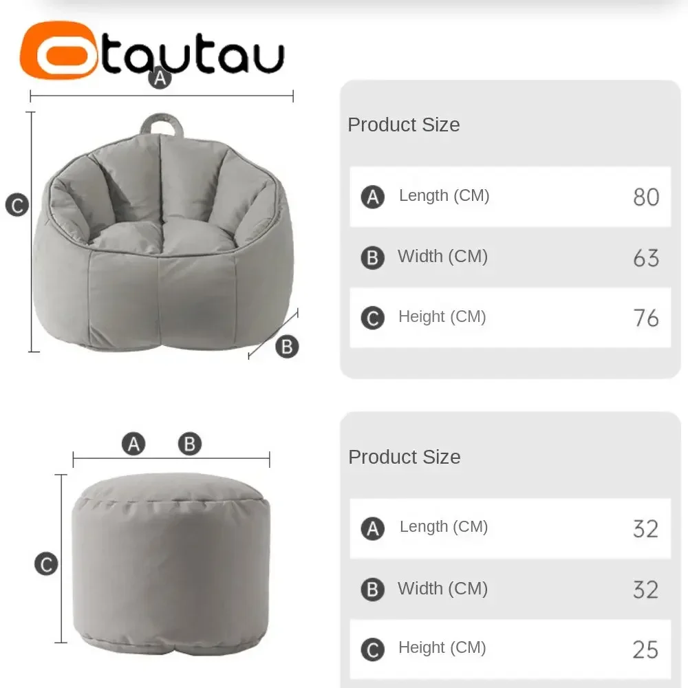 OTAUTAU Dorośli Dzieci Faux Leather Pufa Bean Bag Pokrowiec na krzesło Bez wypełniacza Puff Kanapa Fotel Wygodny Leniwy Worek Bezramowe Gniazdo SF039