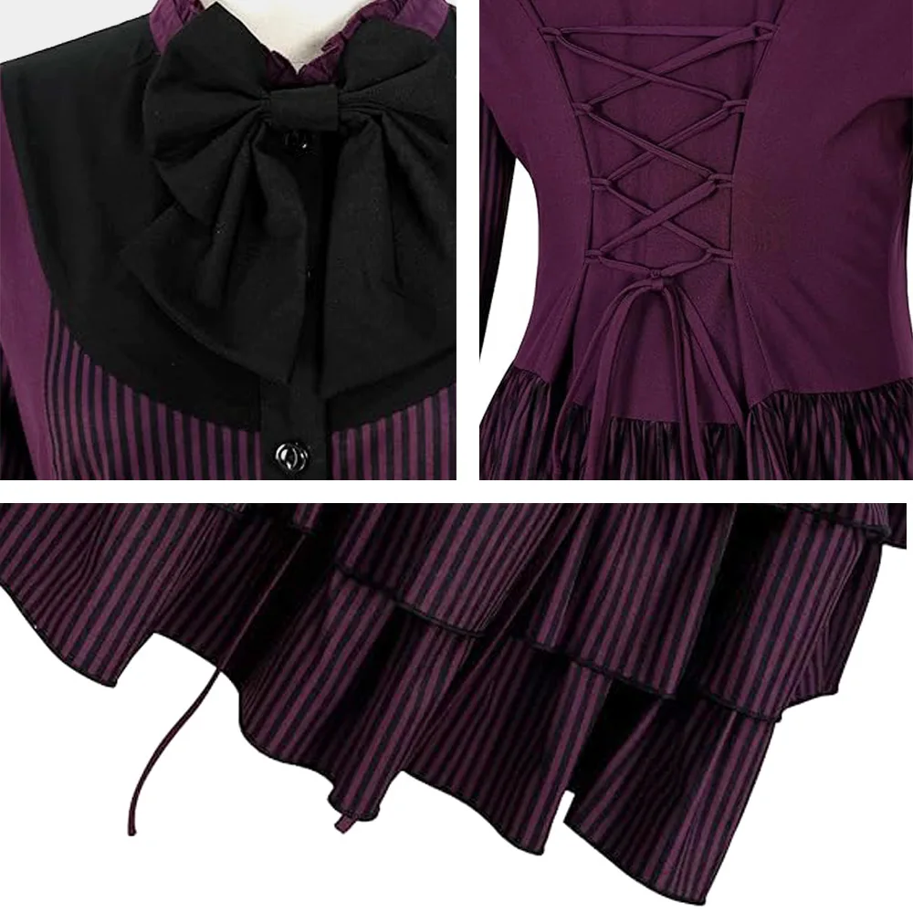 New Medieval Gothic Dress! Bowknot Ruffle Design, Essential for Retro Dark-style Outfits