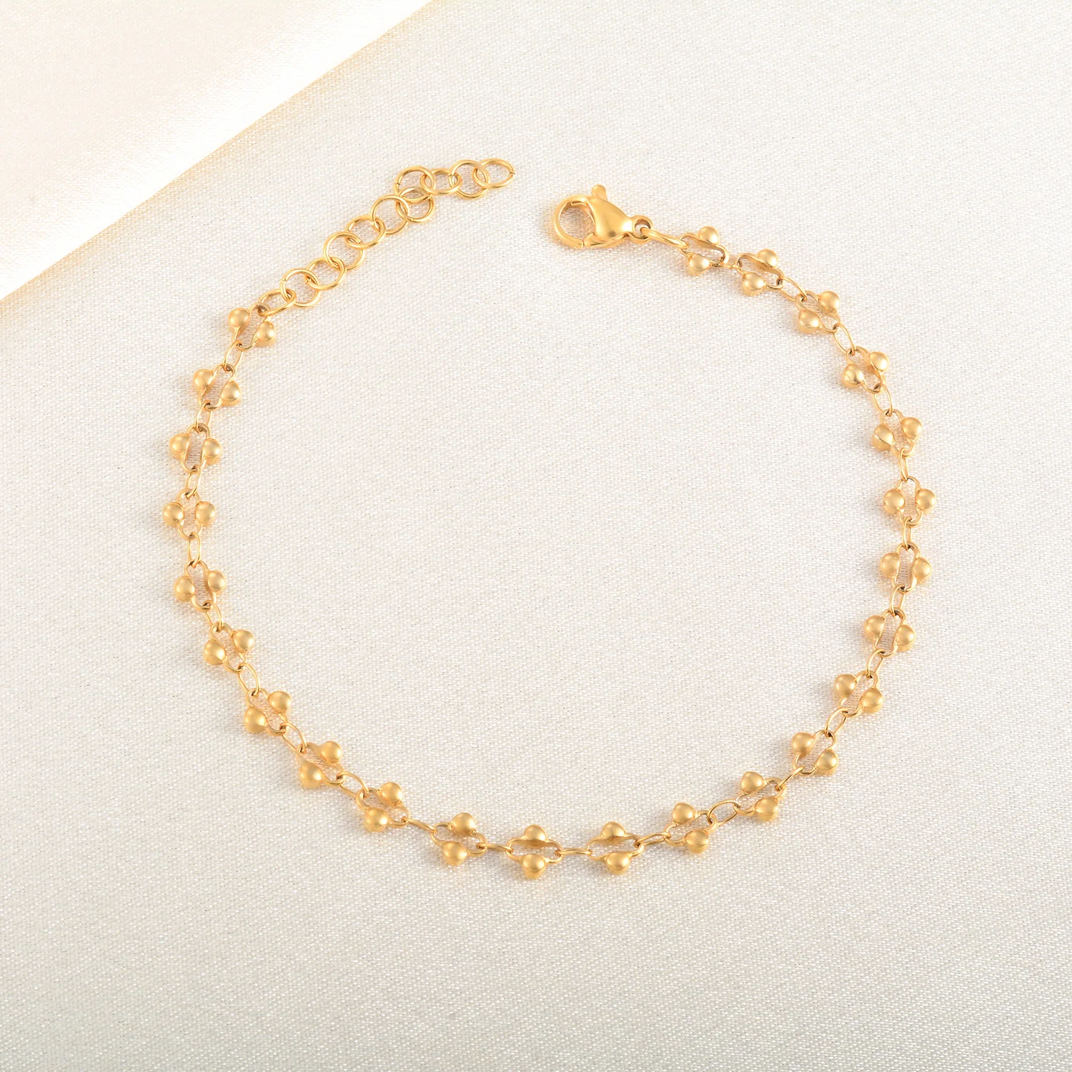 Blumenförmiges Edelstahl-Armband in Gold- und Silberfarbe mit Kreuzmuster, handgefertigte Kette für Frauen, Schmuckgeschenk – Detail 5