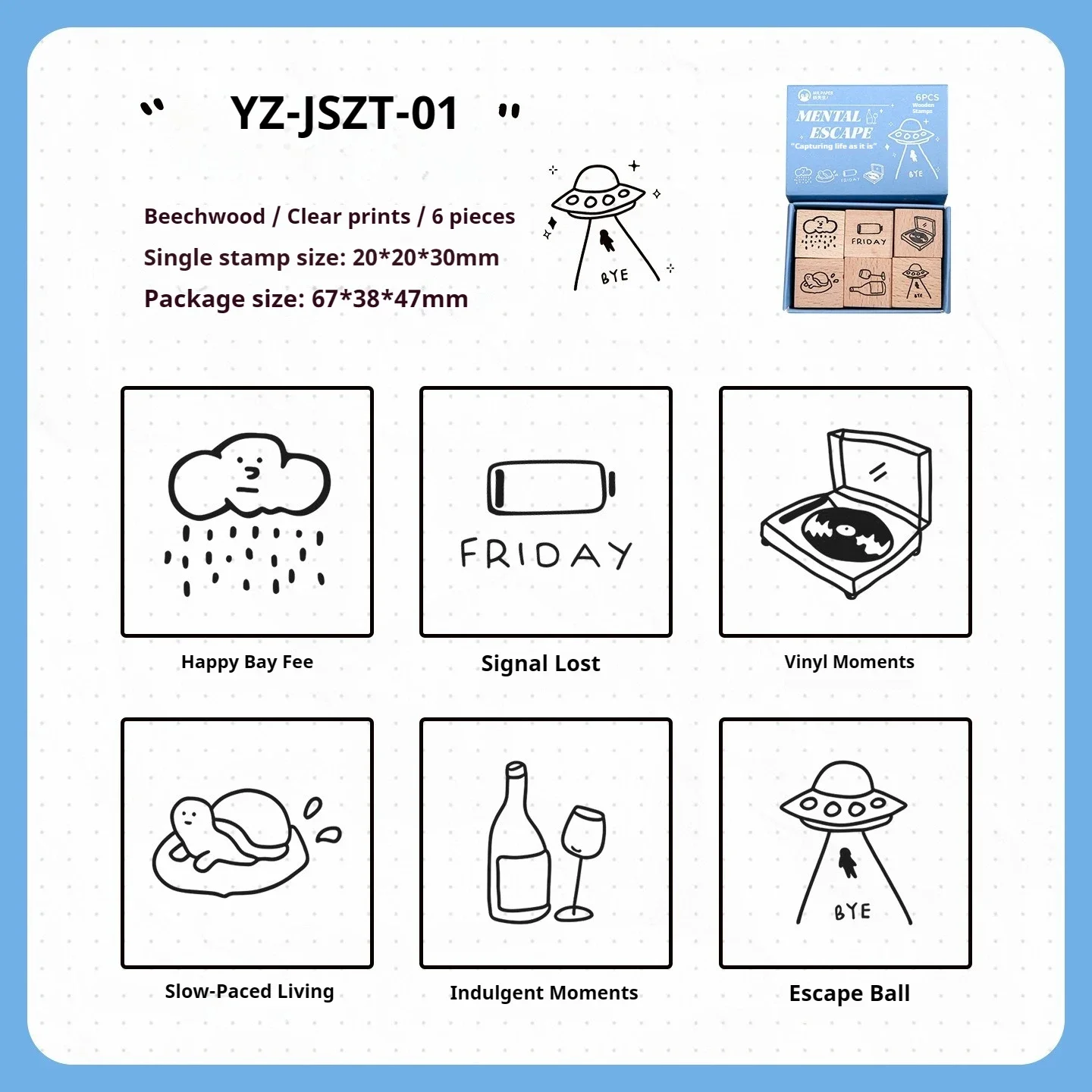 JIANWU Leuke Cartoon Levenspatroon Landschap Dagboek Materiaal Houten Stempel Creatieve DIY Studentenbenodigdheden Kantoorartikelen