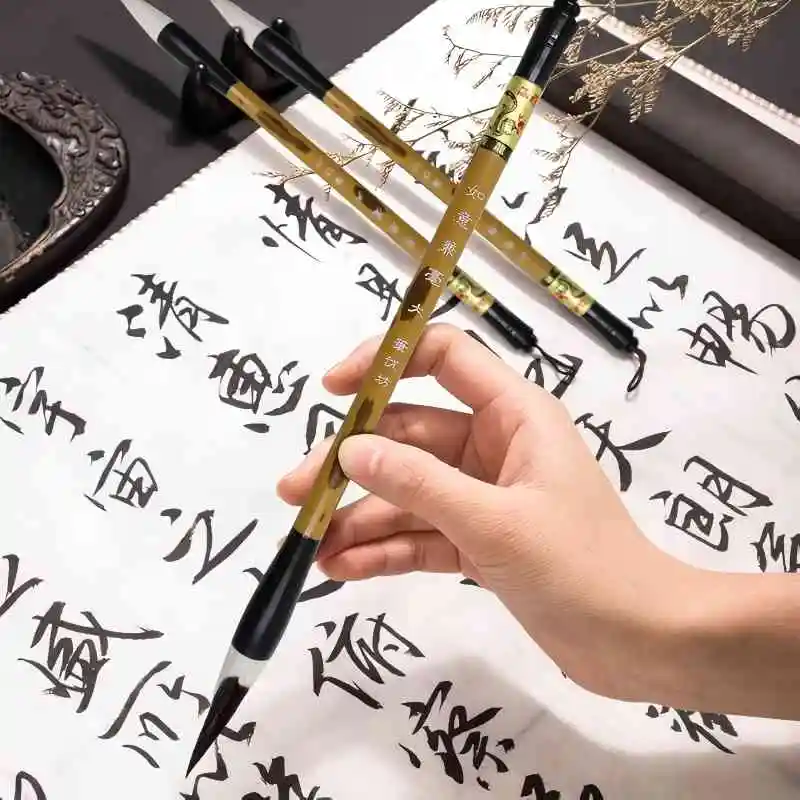 فرشاة كتابة صينية مكونة من 3 أحجام مع مسند قلم رف خشبي، مجموعة فرش الخط، فرش فنية كانجي للمبتدئين المحترفين #3