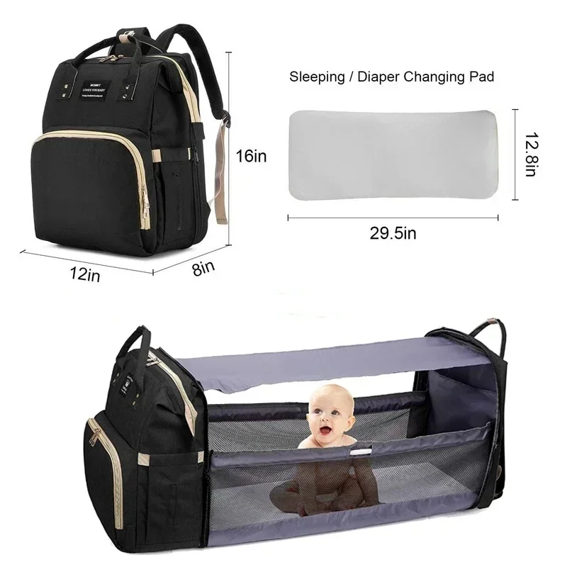 Foldable Sleepable New Style Mommy Bag Multifunctional Mother and Baby Bag Mommy Bag Baby Bottle Backpack Diaper Backpack