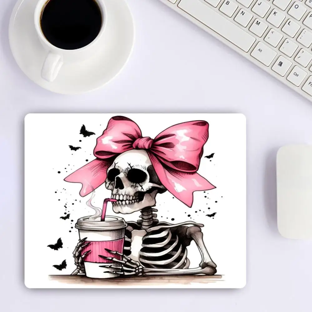 Tattoo Art Skeleton Smoking Cigarette Mousepad Table Mat Fit For Laptop Daily Work And Different Games On Your Desktop