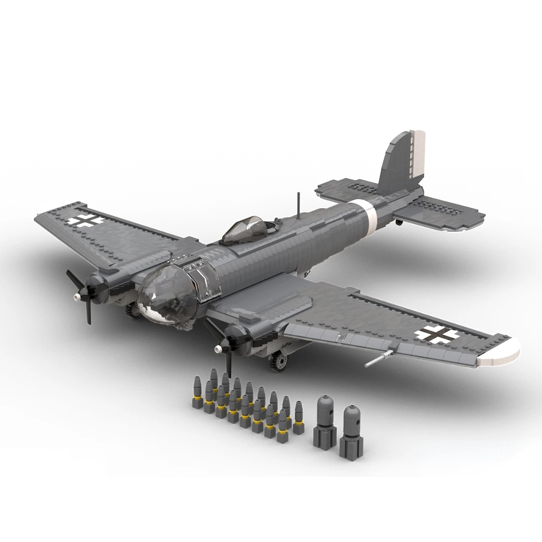 

Moc Military WWII German air force Henkel He111 bomber Aircraft Building Blcosk Gift Toys