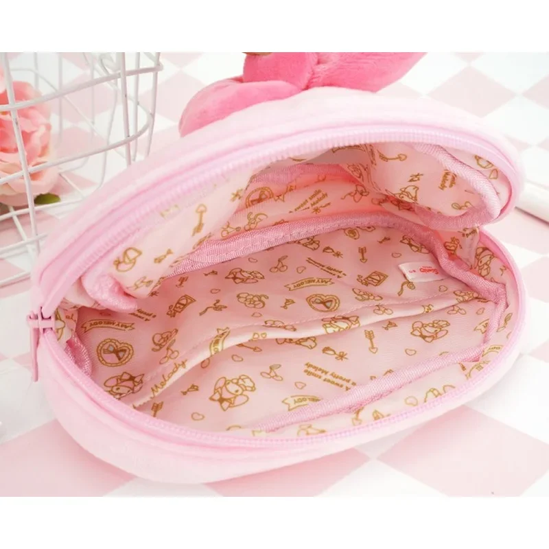 Sanrio Hello Kitty Small Cosmetic Bag Cute Plush Makeup Organizer Pouch Kawaii Pencil Case Bags Purse Travel Household Storage