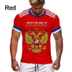 T-shirt à manches courtes de style russe pour hommes, vêtements à la mode, vintage, imprimé de lettres, col rond, été