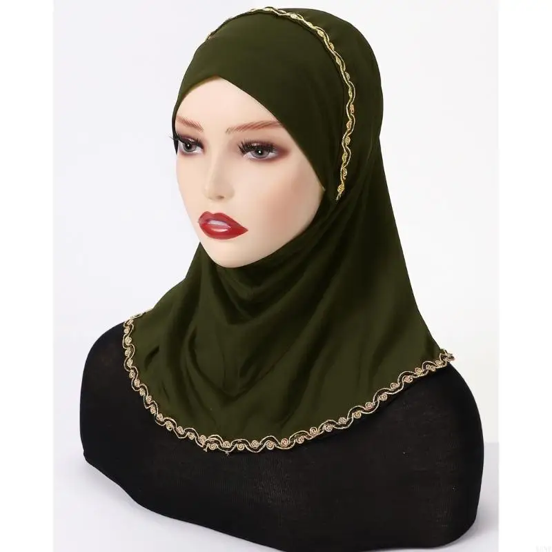 غطاء رأس من الدانتيل الذهبي متعدد الوظائف من Y3NE للإناث العصريات، مزيج عملي من البوليستر بين التقاليد والأزياء