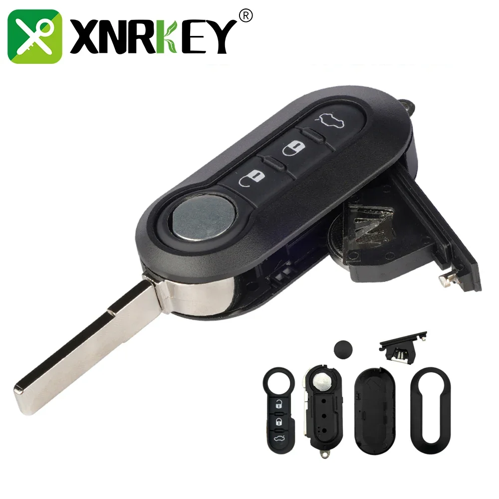 XNRKEY 2/3 Button Flip Folding Remote Car Key Shell Fob for Fiat 500 Panda Punto Bravo Ducato Stilo Key Case Cover SIP22 Blade