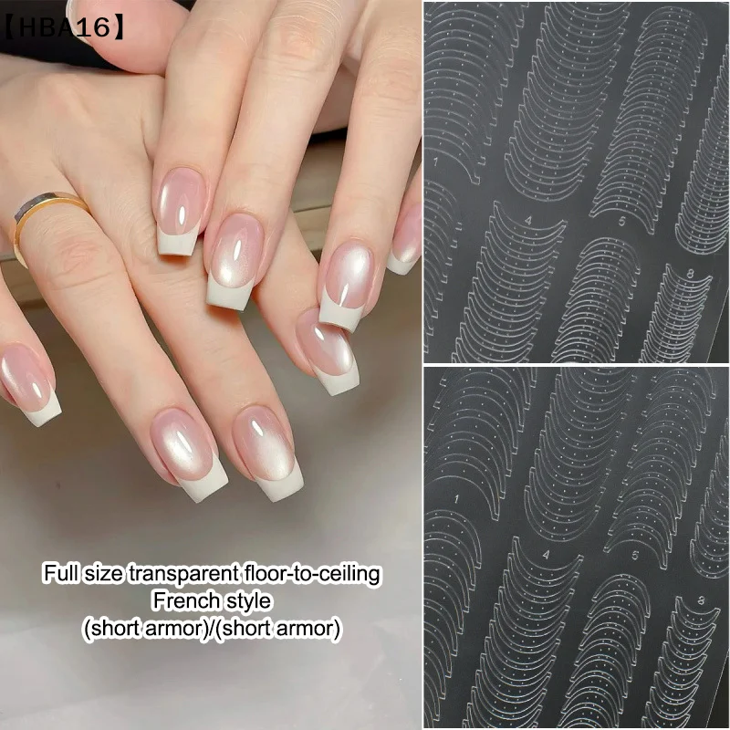 Volledig transparante holle Franse nagelstickers spuitverf stencil Franse randen sjablonen plaklijm hulpstuk