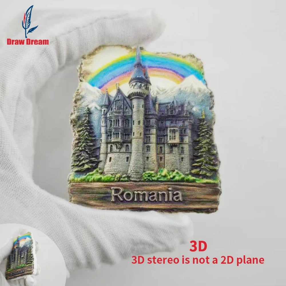 1Pc Romania Fridge Magnet, World Travel Souvenir Collection, Suitable for Home and Office Decoration, Personalized Exclusive Travel Souvenir Magnetic Fridge Magnet, Home Decoration, Kitchen, Room, Office, Cabinet Crafts Gift, Holiday Souvenir, Exquisite Small Gift