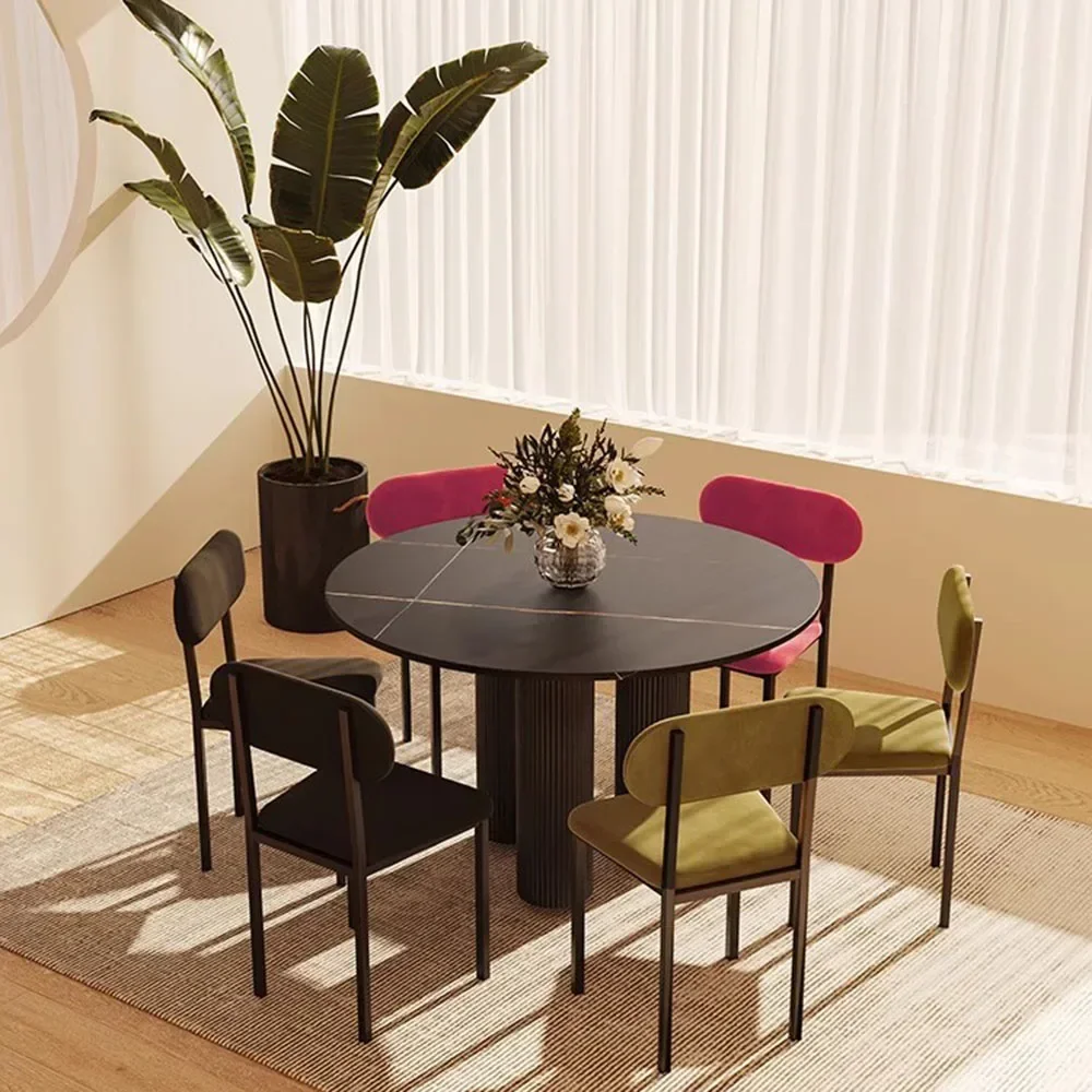 

Nordic Italian Small Apartmen Dining Table Round Hotel Lobby Design Organizer Dining Table Black Newclassic Table A Mange
