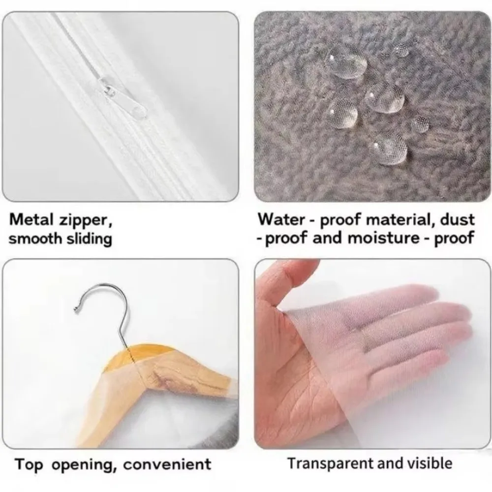 Transparent Clothes Dust Cover Zipper Protector Garment Cover Dustproof Hanging Dust Cover
